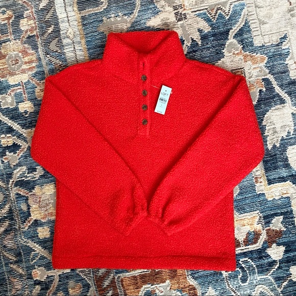 LOFT Jackets & Blazers - NWT LOFT Size SP Red Sherpa Fleece Lined Pullover